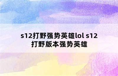 s12打野强势英雄lol s12打野版本强势英雄